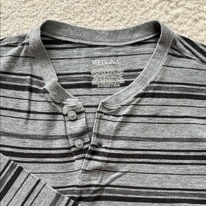 Merona Gray and Black Striped Long Sleeve Henley